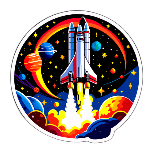 Наклейка з ракетою Falcon 9, що запускається в космос