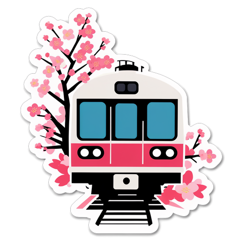 春の電車と桜の舞