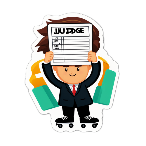 Cartoon Judge met Scorekaart