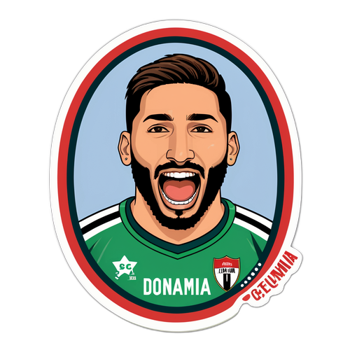 Autocolant cu Mingea de Fotbal și Gura Portarului