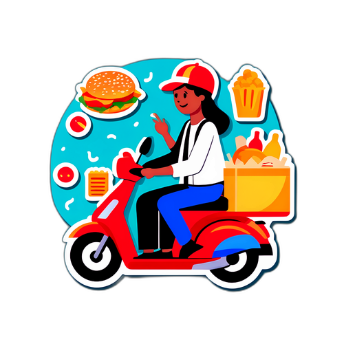 外卖骑手与美食的完美结合