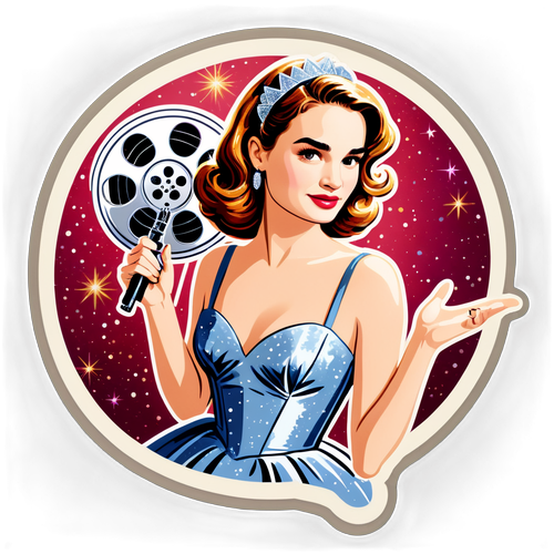 En lekfull klistermärke med vintage Hollywood-tema