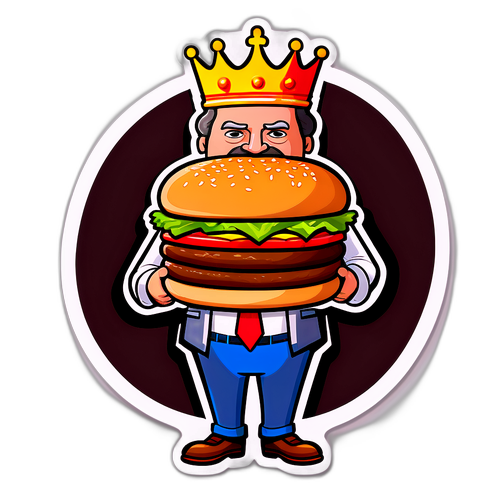 Caricatura do Gerente do Burger King com um Hambúrguer Gigante