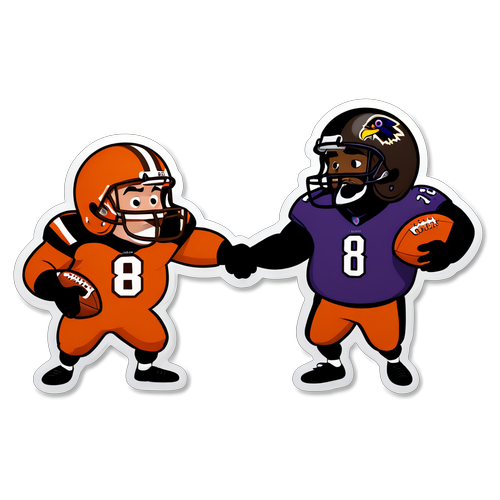 Humorous Cartoon Tug of War: Browns vs. Ravens