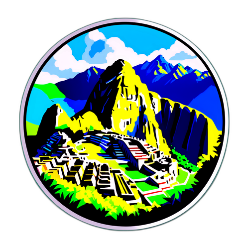 Farverig klistermærke af Machu Picchu