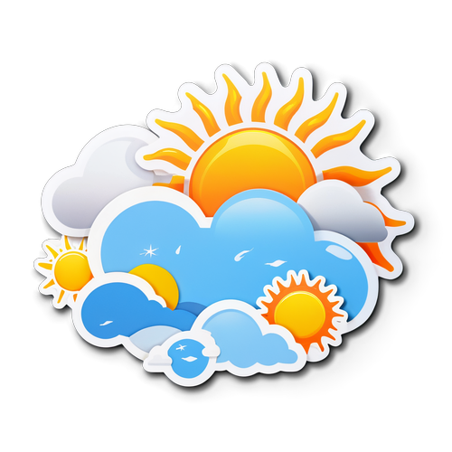 Sticker thời tiết với mặt trời và gió
