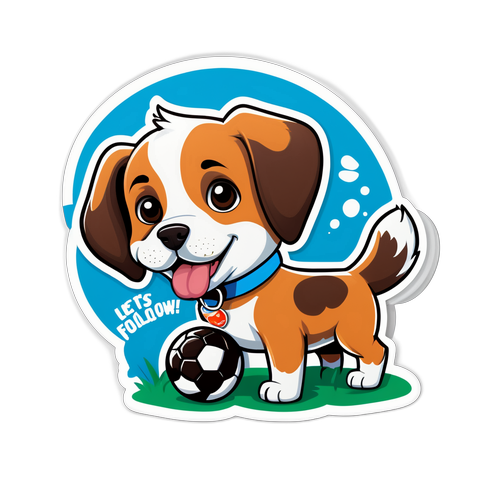 Hình dán xinh xắn với chó chơi bóng