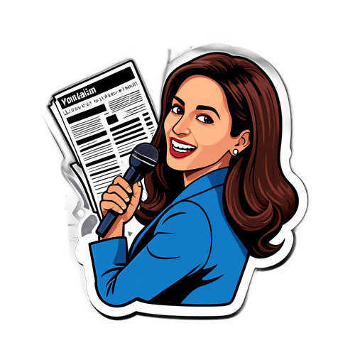 יונית לוי עם מיקרופון ורקע של כותרות חדשות