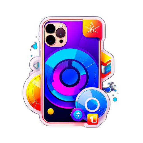 Дизайн наклейки с iPhone 17 Pro Max и цифровыми элементами