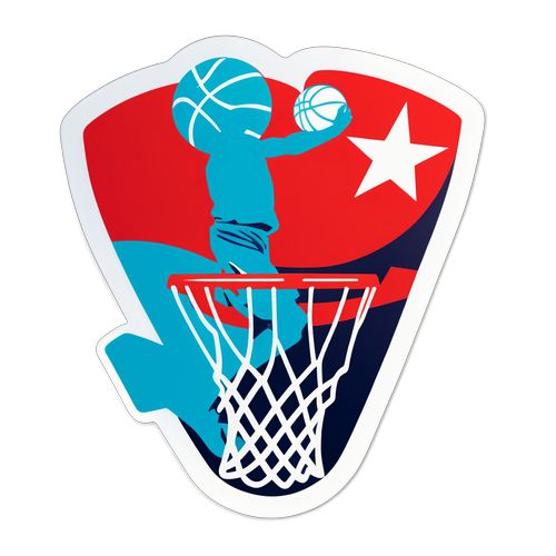 מדבקה חיה של כדורסלן עם הלוגו של הפועל תל אביב