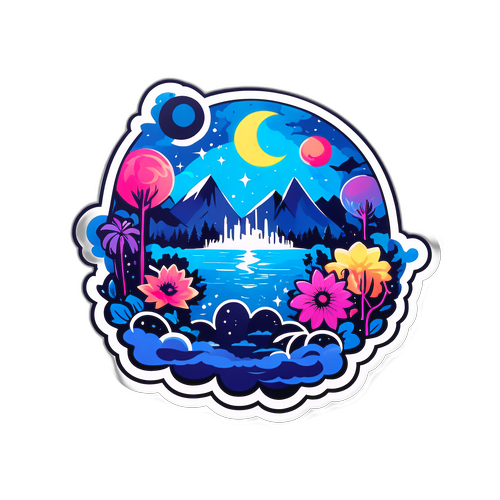 Sticker Paysage Étoilé