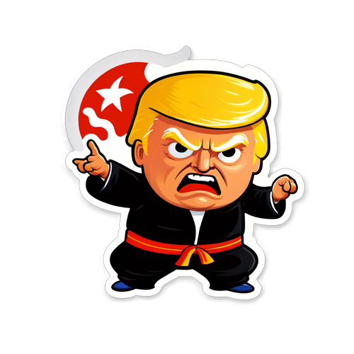 Unbelievable! Trump Takes on Kung Fu in Hilarious Cartoon Sticker!