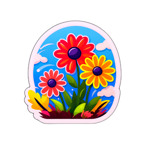 Nhà sticker hoa mùa thu