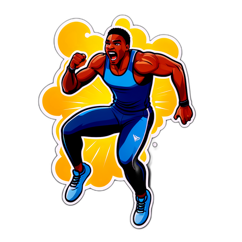 Σχέδιο αθλητή στίβου που εκτελεί άλματα με συναισθηματική έκφραση