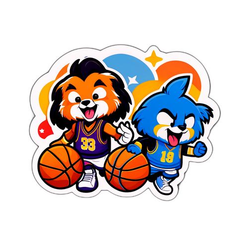 Disenyong may tema ng basketball na featuring ang mga mascot ng Magic at Nuggets