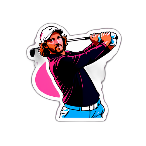 Sticker af golfspiller i perfekt sving
