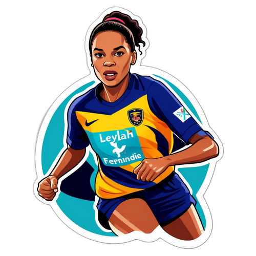 Design de adesivo com Leylah Fernandez em ação