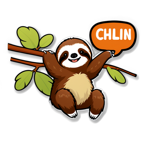 Just Chillin Quirky Sloth Sticker