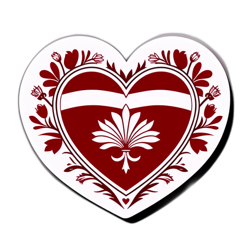 Nálepka s lotyšskou vlajkou a tradičními symboly