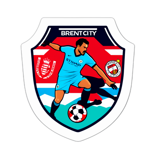 สติ๊กเกอร์ที่แสดงการแข่งขันระหว่างแมนซิตี้และเบรนท์ฟอร์ดในสไตล์คลาสสิก