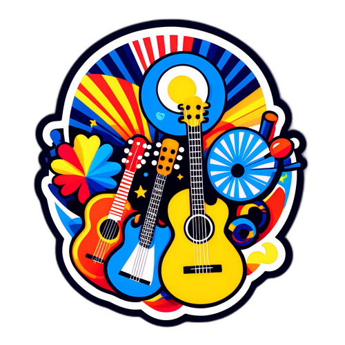Diseño vibrante de instrumentos musicales para los fanáticos