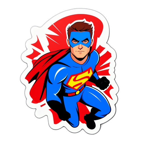 Nálepka s Martinem Nečasem jako moderním superhrdinou