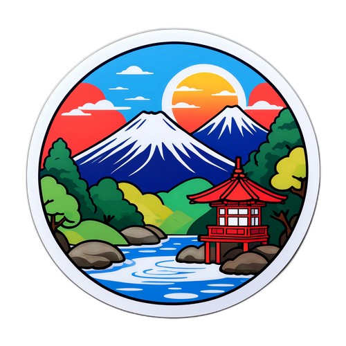 箱根の自然と温泉の融合ステッカー