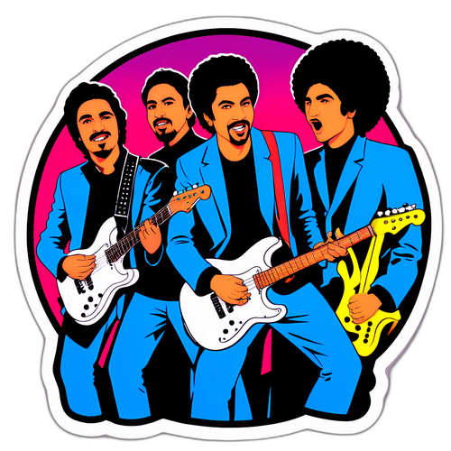 Muzieksticker met Amir en zijn bandleden