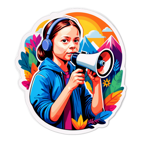 Ikonisk bild av Greta Thunberg med megafon