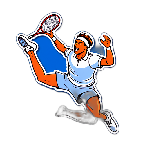 Un jucător de tenis întinzându-se pentru a prinde mingea