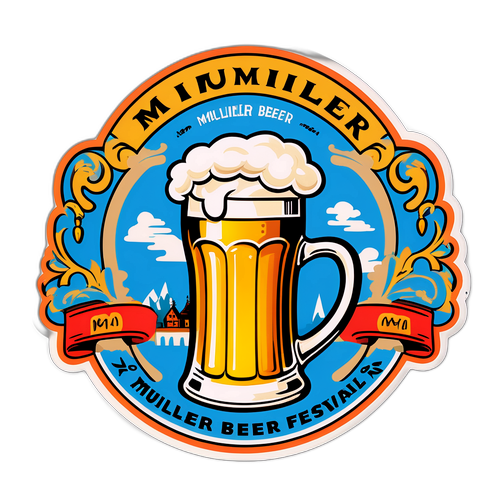 Humorvolle Illustration eines bayerischen Bierfestivals