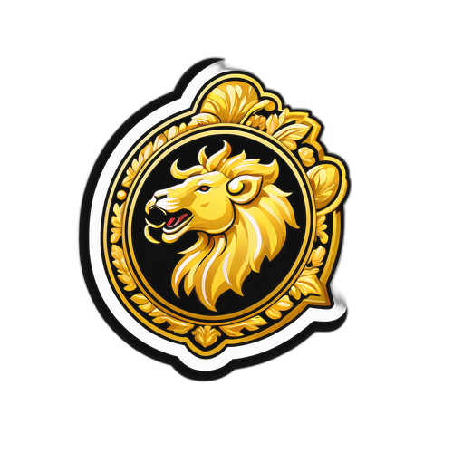 Stiker Singa Emas yang Elegan