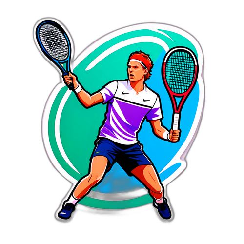 Hình dán Jannik Sinner trên sân tenis