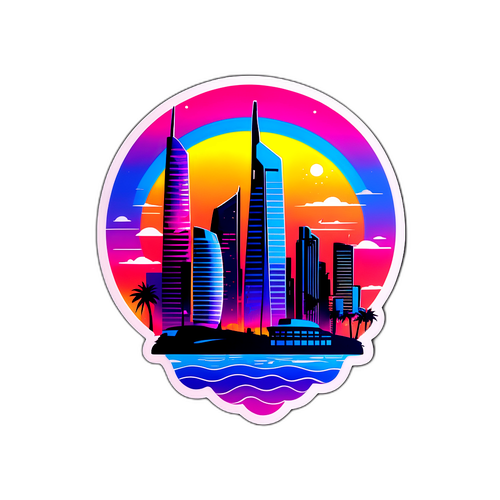 סילואטה עתידנית של קו שמיים בתל אביב בשעת שקיעה