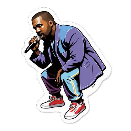 Stiker Kanye West Beraksi Retro