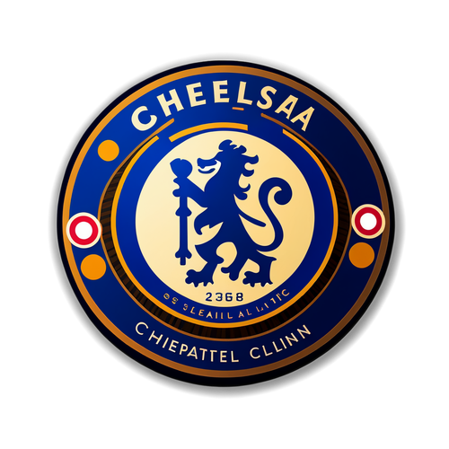 Stiker Minimalis Logo Chelsea dengan Elemen Geometri