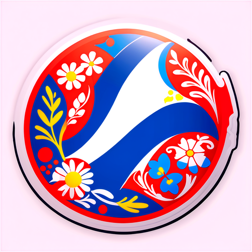 Яркая наклейка с символами Финляндии и Франции