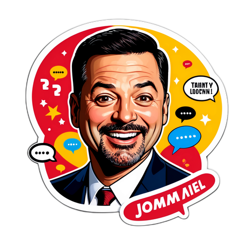 Sticker divertido de Jimmy Kimmel haciendo un chiste