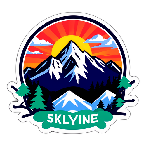 Stadssilhouet met Bergen en Sneeuw