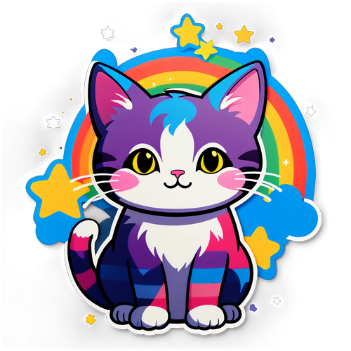 Die zauberhafte Regenbogenkatze: Ein Must-Have für jeden Liebhaber süßer Designs!