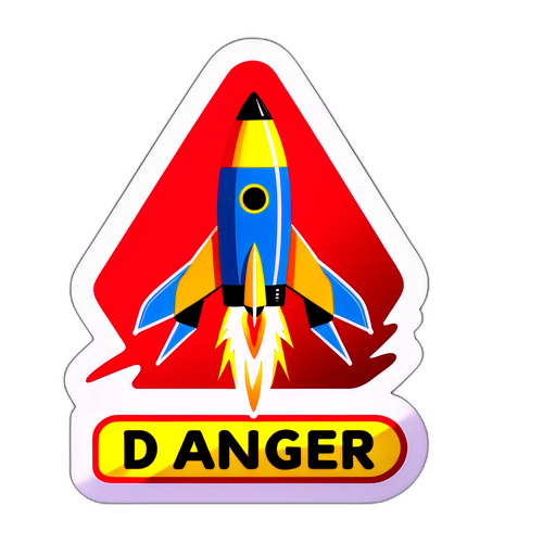 Ракета с предупреждающим знаком 'Опасность'