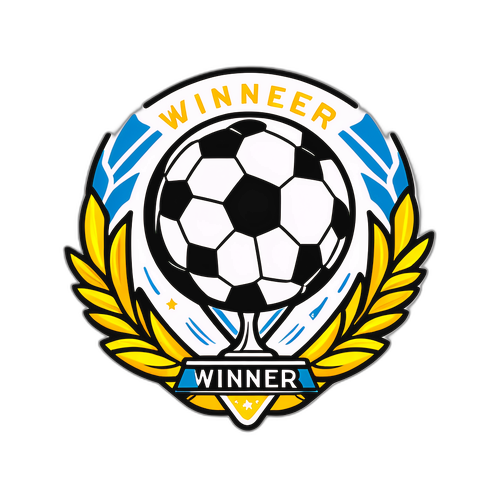 Sticker mit Fußball und Siegerinschrift