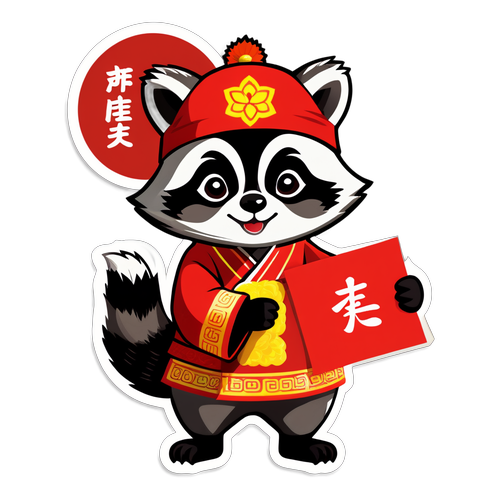 Masayang Raccoon para sa Lunar New Year