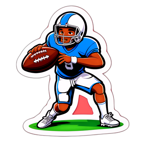 สติกเกอร์การ์ตูนของนักฟุตบอลที่ฝึกซ้อมในสนามฟุตบอล