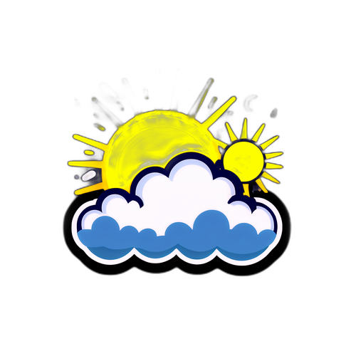 서울의 날씨를 상징하는 햇살과 비구름 일러스트