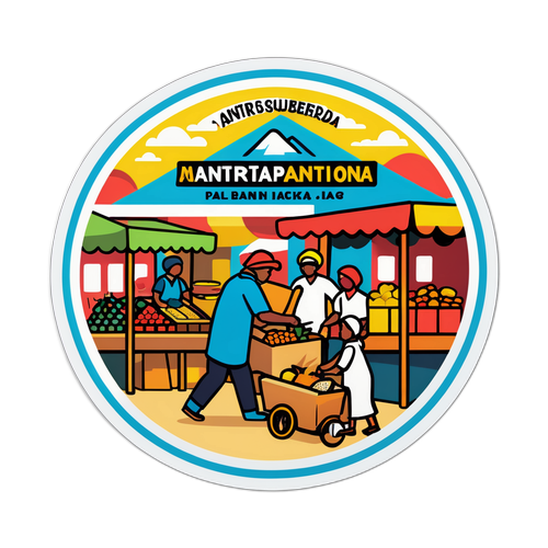 Desain Stiker Pasar Berwarna-warni