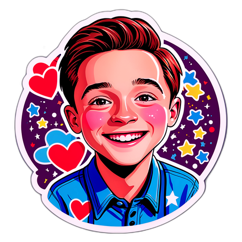 Autocollant de Noah Schnapp avec étoiles et cœurs