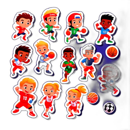 สติกเกอร์การ์ตูนของนักกีฬาในการแข่งขัน