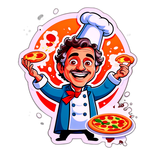 Caricatura di Giorgio Locatelli chef giocoso