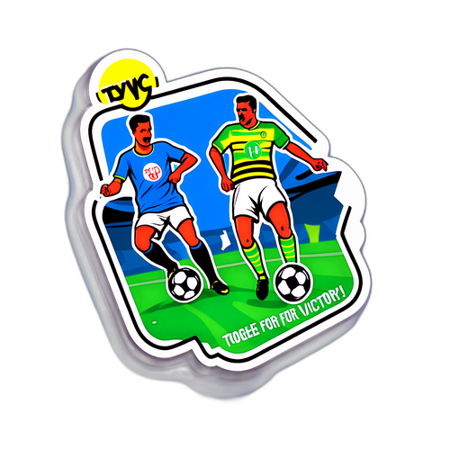Aufkleber mit Fußballspielszene